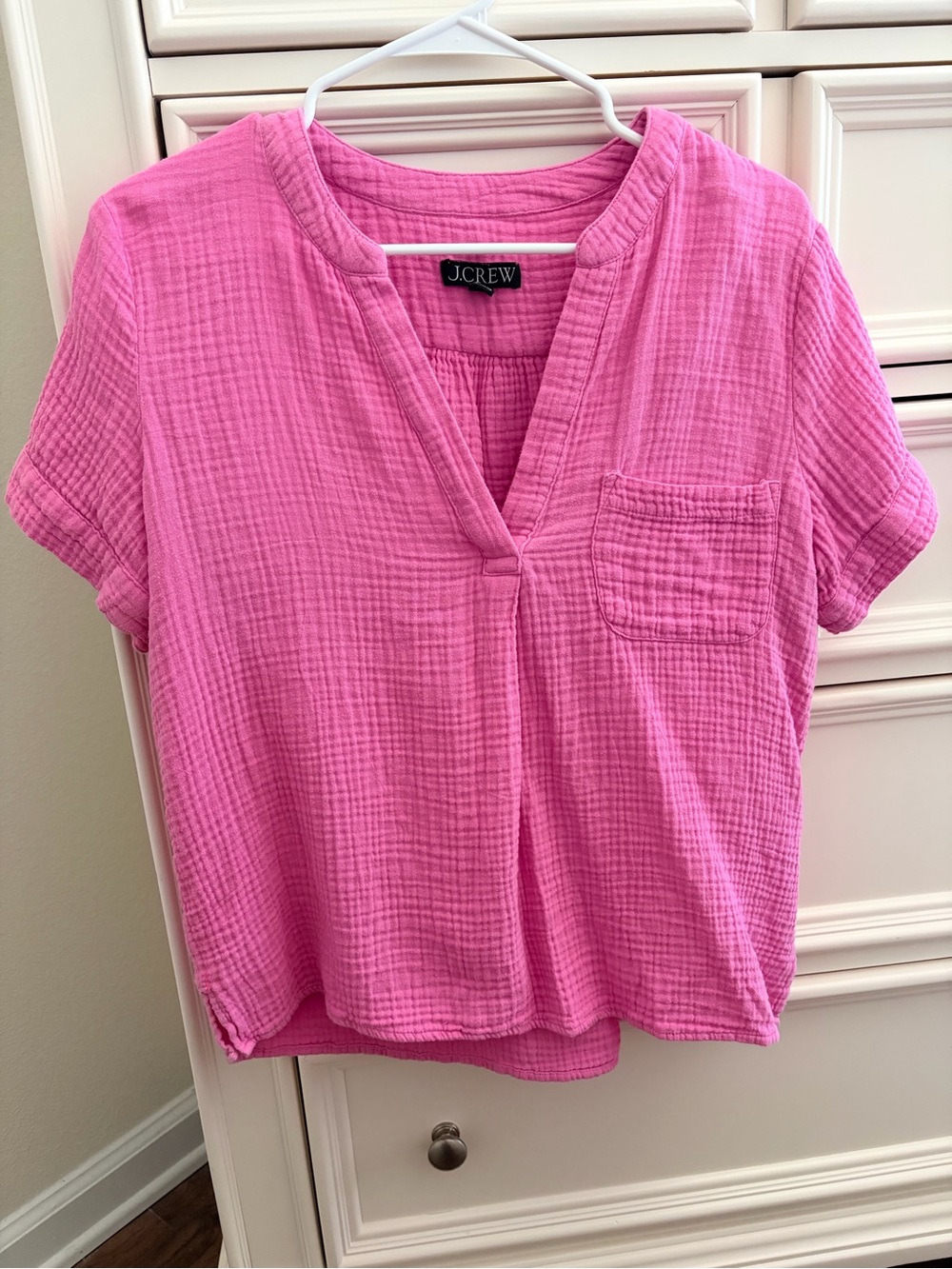 J.Crew Bubblegum Pink Gauze Shirt